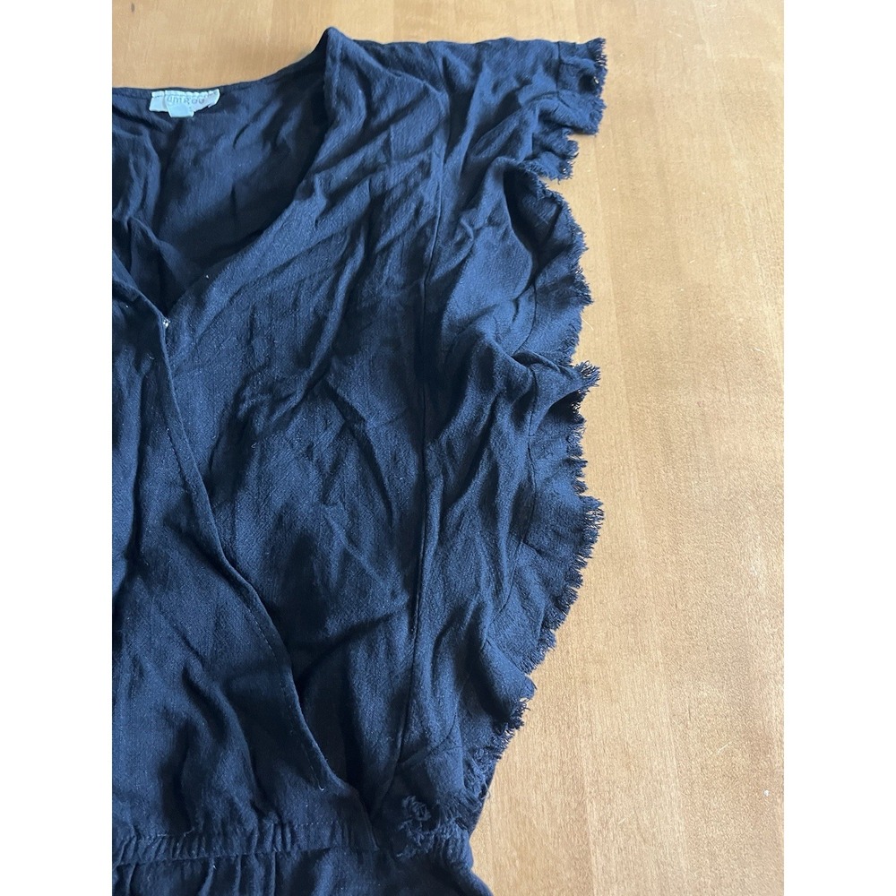 Umgee USA Black Frayed Edge Romper Distressed Women's Sz S Small Shorts Cotton - Picture 2 of 9